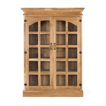Vitrina madera natural 2 puertas cristal