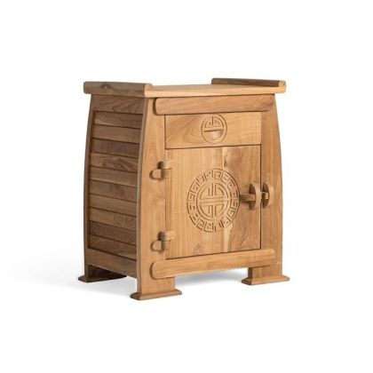 Mesita de noche oriental Madera Natural 1 puerta 1 cajón