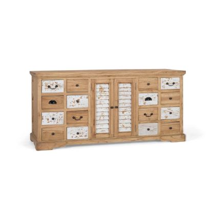 Aparador Sumba Madera natural blanco 12 cajones 2 puertas