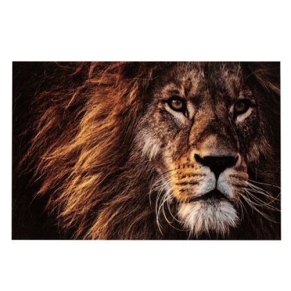 Cuadro Mural León Cristal Templado Marrón ,150 Cm