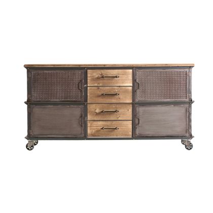 Mueble Aparador con Ruedas Hexham Hierro Madera, 150 Cm