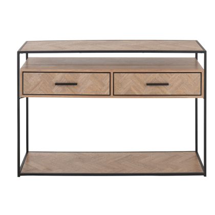 Consola Zigzag Madera Metal, 80 Cm