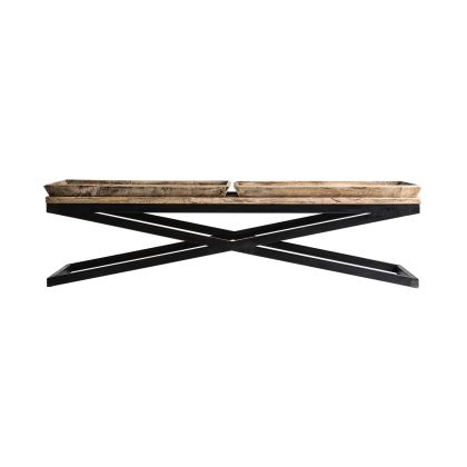 Mesa Centro Mango Envejecido Bandejas Hierro, 162 Cm