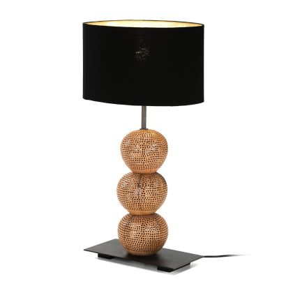 Lámpara De Sobremesa Metal Coco Natural Negro