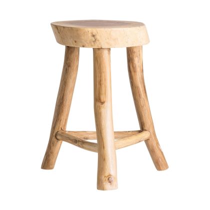 Taburete Madera Suar Natural Patas Anguladas, 50 Cm