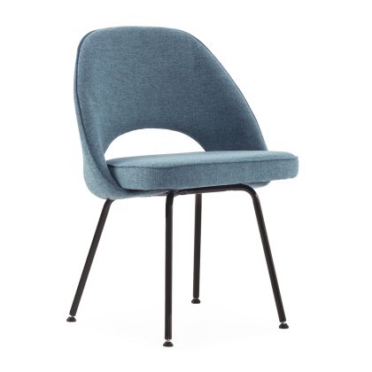 Silla Retro de Metal negro y Tela azul.
