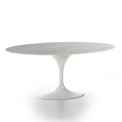 Mesa Comedor Ovalada Estilo Moderno Blanco, 170 Cm.
