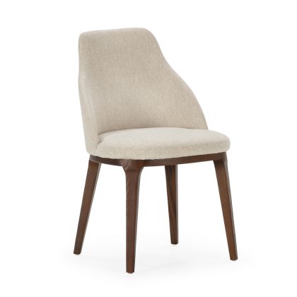 Chair 54x55x87 Wood/Fabric -- Brown Wood/White