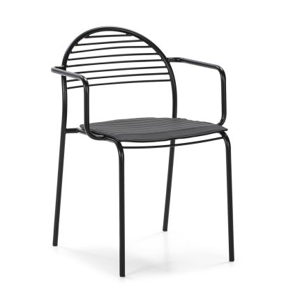 Chair 57x55x80 Black Metal/Black Synthetic Leather Cushion