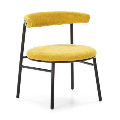 Chair 59x59x70 Black Metal/Yellow Fabric