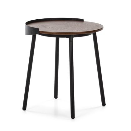 Mesa Auxiliar de Madera Marrón y Metal Negro.