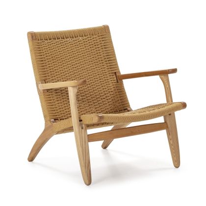 Armchair 70x74x74 Ash Wood/Paper Rope -- Natural
