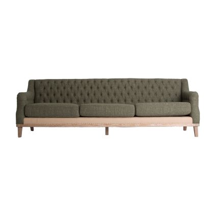 Sofá oze vintage madera natural loneta verde