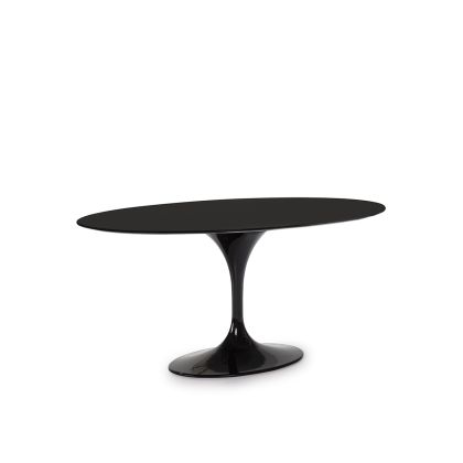 Mesa de comedor de diseño moderno en DM y aluminio negro.