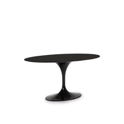 Mesa de comedor de diseño moderno en DM y aluminio negro.