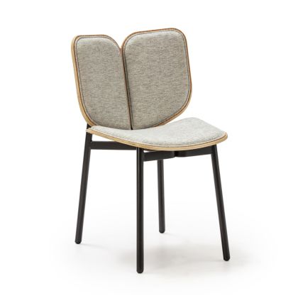Chair 48x54x80 Fabric/Plywood/Metal -- Grey/Natural/Black