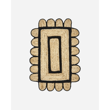 Alfombra Yute Natural Negro, 130 Cm