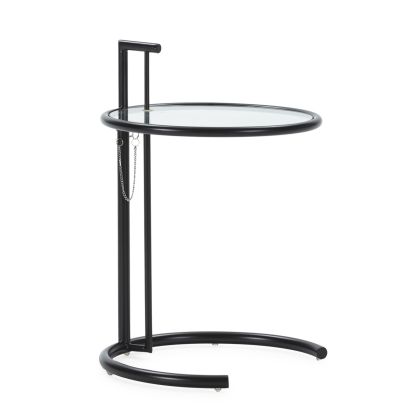 Side Table 52x52x71/98 Metal/Glass -- Black