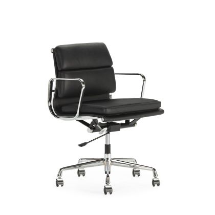 Office Chair 59x58x82/90 Leather/Aluminum -- Black/Chrome