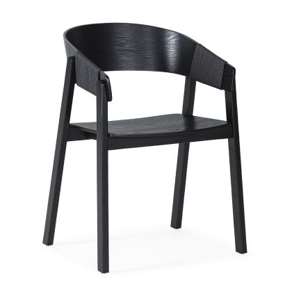 Oak Wood Rope Chair Black, 56 cm