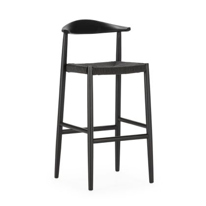 Stool 51.3x47.5x103 Beech Wood/Paper Rope -- Black