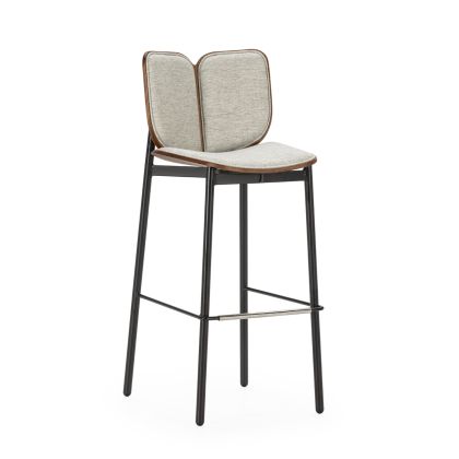 Taburete 50'7x43'4x104'6 Contrachapado de Roble/Tela/Metal -- Natural/Gris/Negro