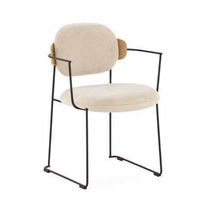 Silla 58x55,5x80,3 Metal/Madera Contrachapada/Tela -- Negro/Natural/Blanco