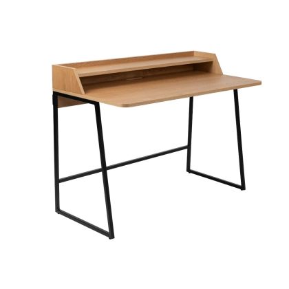 Mesa Escritorio Chapa Roble Madera Metal, 120 Cm
