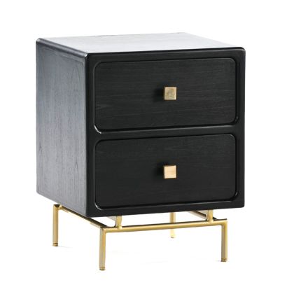 Nightstand 52x44x66 Gold Metal/Black Wood