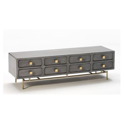Mueble Tv Madera,  Art Decó de 8 cajones Gris, 160 cm