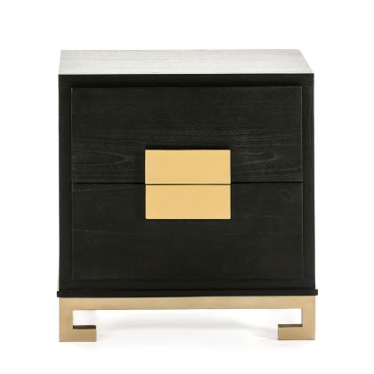 Nightstand 56x41x60 Wood Black/Gold