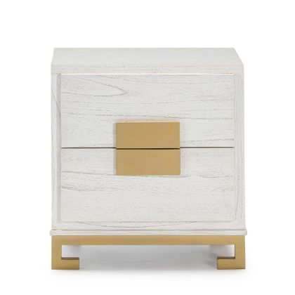 Nightstand 56x41x60 Wood White/Gold