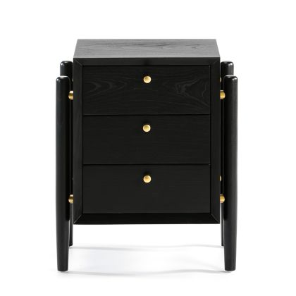 Nightstand 50x40x61 Wood Black