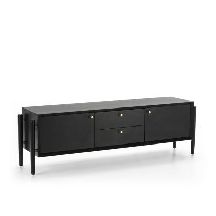 Mueble Tv Industrial Madera negro Oro,160 Cm