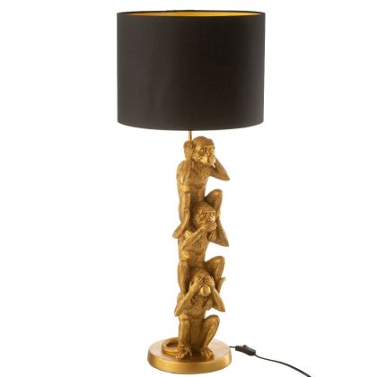Lámpara De Mesa Monos  Oro Oír Hablar Ver 35,5 Cm