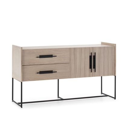 Aparador en madera natural y metal negro con 2 puertas 150 cm