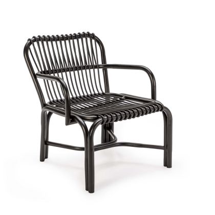 Sillón étnico en ratán negro.
