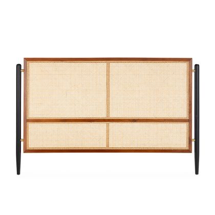 Headboard 160x6x110 Cedar Wood/Metal/Rattan -- Brown/Black/Natural Headboard 160x6x110 Cedar Wood/Metal/Rattan -- Brown/Black/Natural