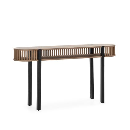 Consola de Madera/Metal Arena/Negro, 150 Cm.