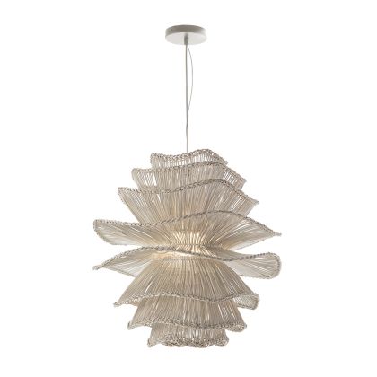 Ceiling Lamp 60x60x71 White Rattan