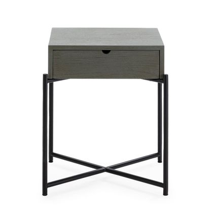 Nightstand 50x40x62 Mindi Wood/Metal Grey/Black