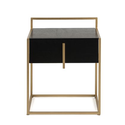 Nightstand 50x40x60 Cedar Wood/Metal -- Black/Gold Nightstand 50x40x60 Cedar Wood/Metal -- Black/Gold