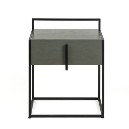 Nightstand 50x40x60 Cedar Wood/Metal -- Grey/Black Nightstand 50x40x60 Cedar Wood/Metal -- Grey/Black