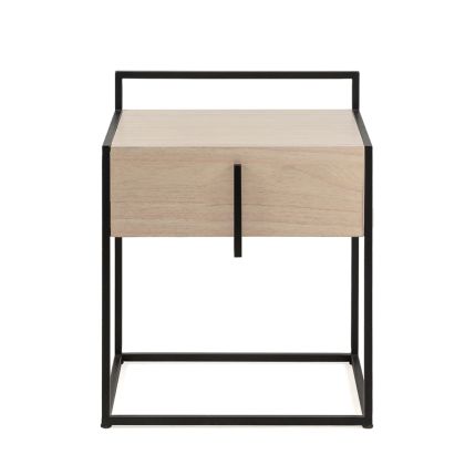Nightstand 50x40x60 Cedar Wood/Metal -- Natural/Black