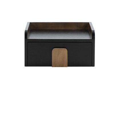 Nightstand 46x41x24 Cedar Wood/Black/Gold Metal