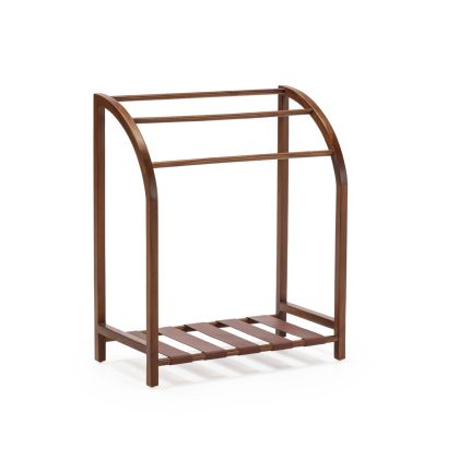 Towel Rack 76X40X91 Teak Wood/Leather -- Brown