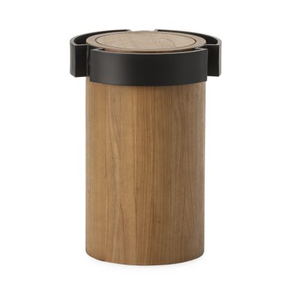 Side Table 35x35x50 Cedar Wood/Metal -- Natural/Black
