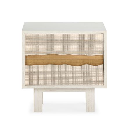 Bedside Table 55x40x50 Cedar Wood -- White/Gold