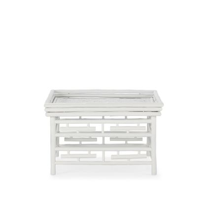 Mesa de Centro en Bambú y Ratán Blanco.
