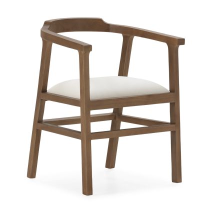 Silla de Madera de Cedro y Tela en Marrón y Blanco.